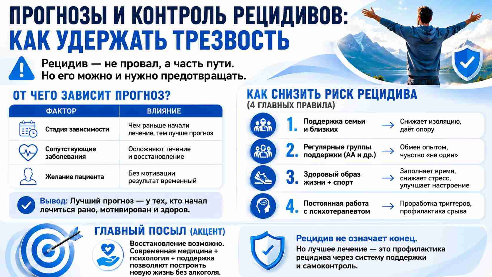 Инфографика о прогнозах и контроле рецидивов